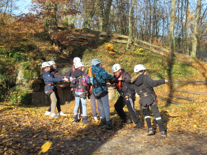 Rieneck 2021 Zusammenarbeit im Hochseilgarten Web